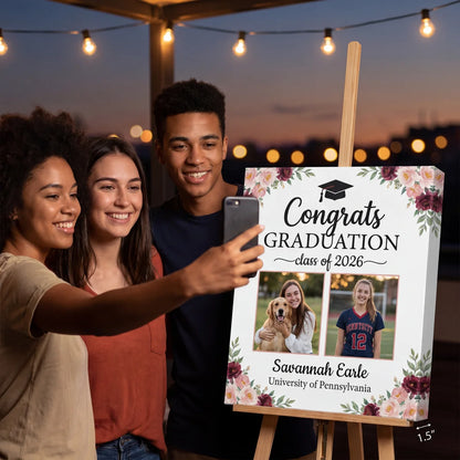 Custom Class Of 2026 Floral - Graduation Party Welcome Sign - Personalized Graduation Decoration