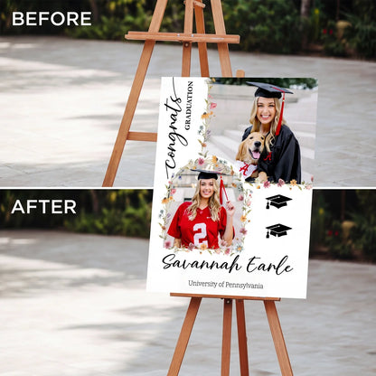 Custom Class Of 2026 Floral - Graduation Party Welcome Sign - Personalized Graduation Decoration
