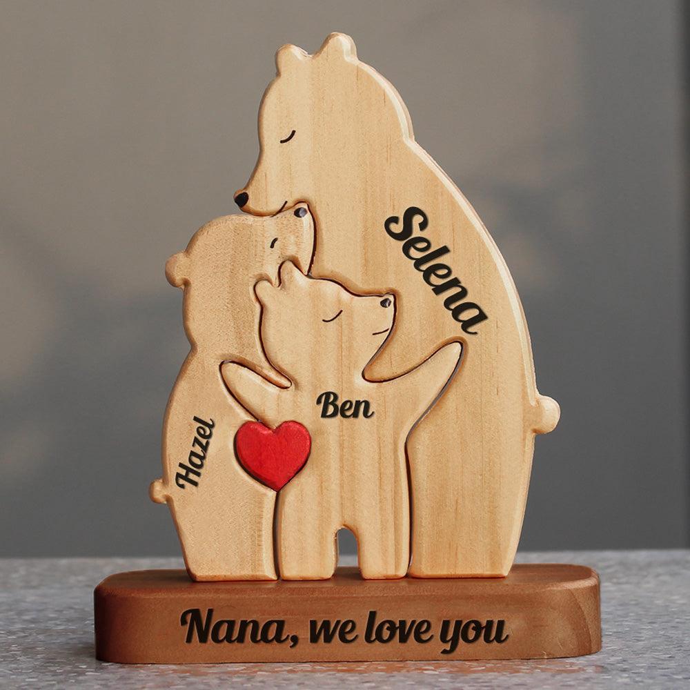 Full Size Bear Family Puzzle - Wooden Bears Family Pet Carvings