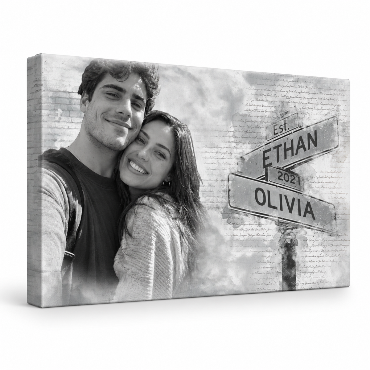 Couple's Anniversary Photo - Personalized Photo Wall Art — frameless gallery-wrapped canvas print, studio packshot