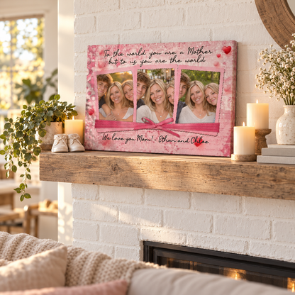 You Are The World - Mother's Day Gift - Personalized Canvas — frameless gallery-wrapped canvas print, displayed on a shelf
