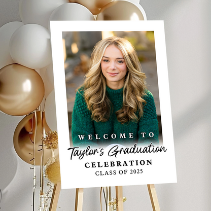 Custom Class Of 2026 White Background - Graduation Party Welcome Sign - Custom Photo Grad Party Sign - Personalized Graduation Decoration - Graduation Poster