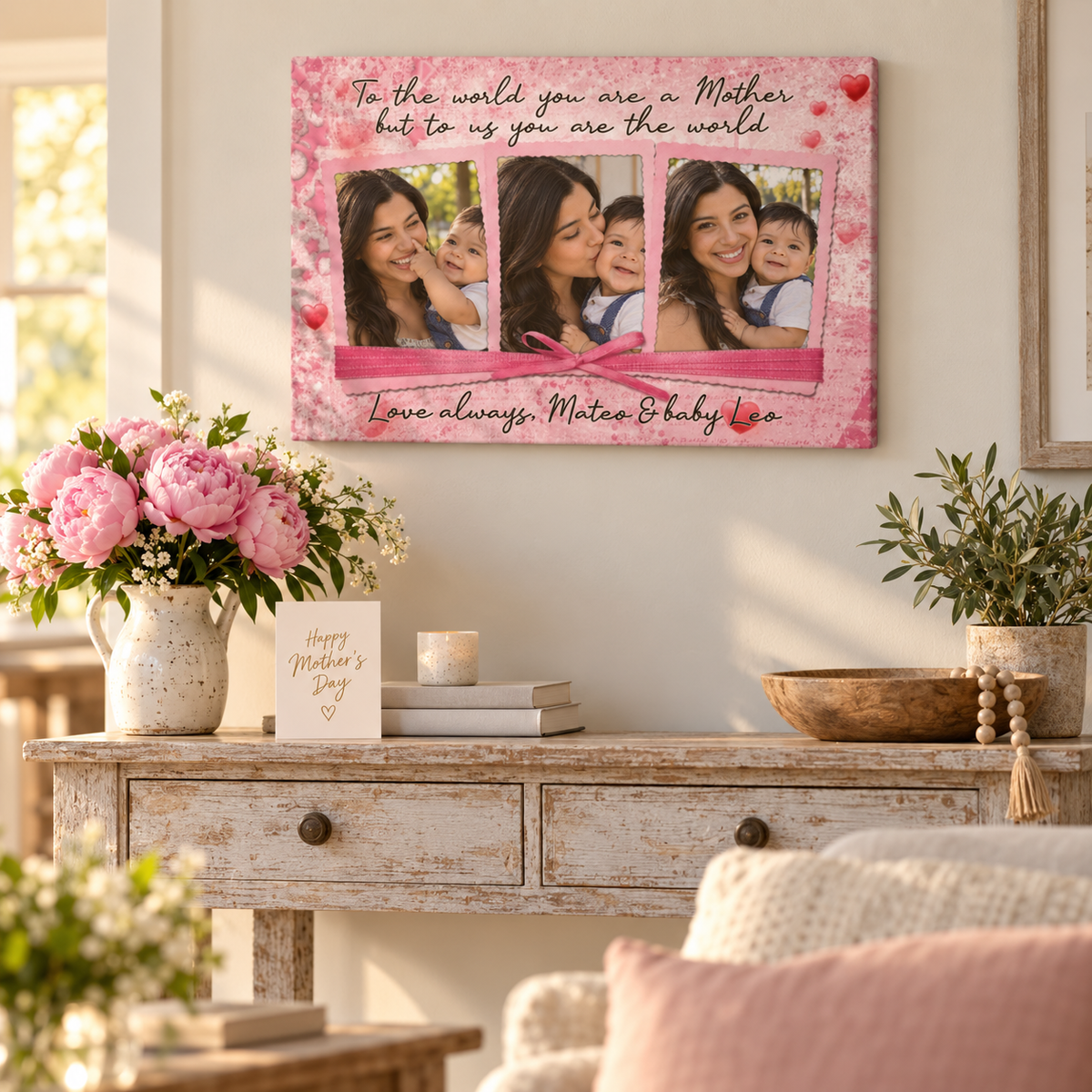 You Are The World - Mother's Day Gift - Personalized Canvas — frameless gallery-wrapped canvas print, hanging on the wall