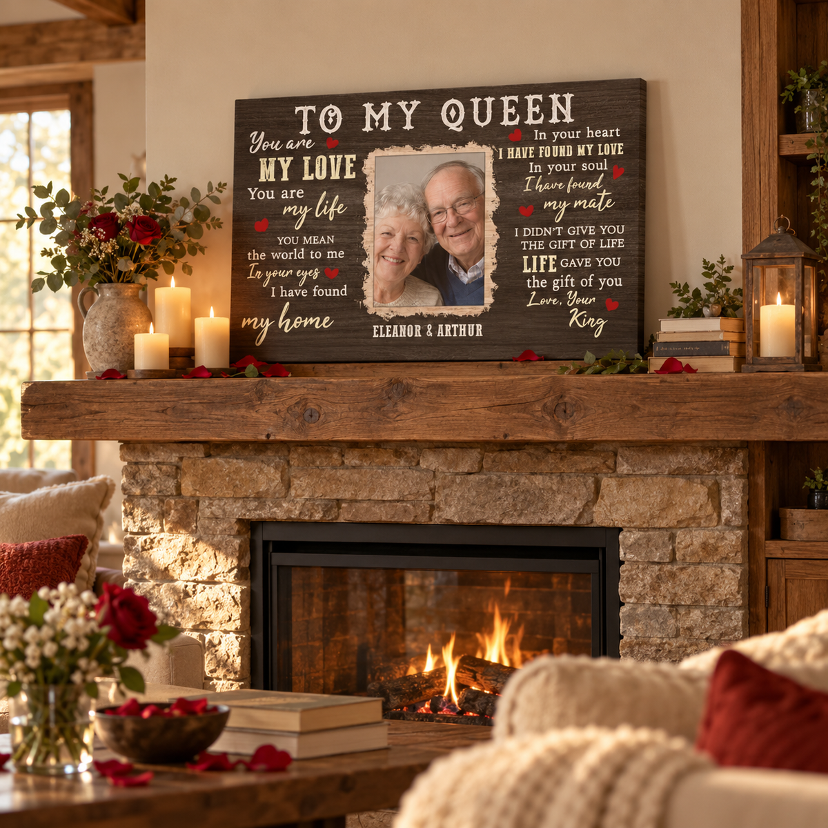 To My King, You Are My Love, You Are My Life – Anniversary Gift – Personalized Canvas — frameless gallery-wrapped canvas print, displayed on a shelf