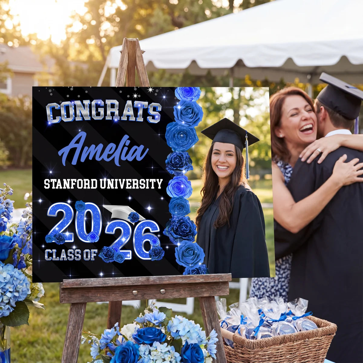 Rose Background Class Of 2026 Graduate, Graduation Gift - Personalized Graduation Lawn Sign With Stake