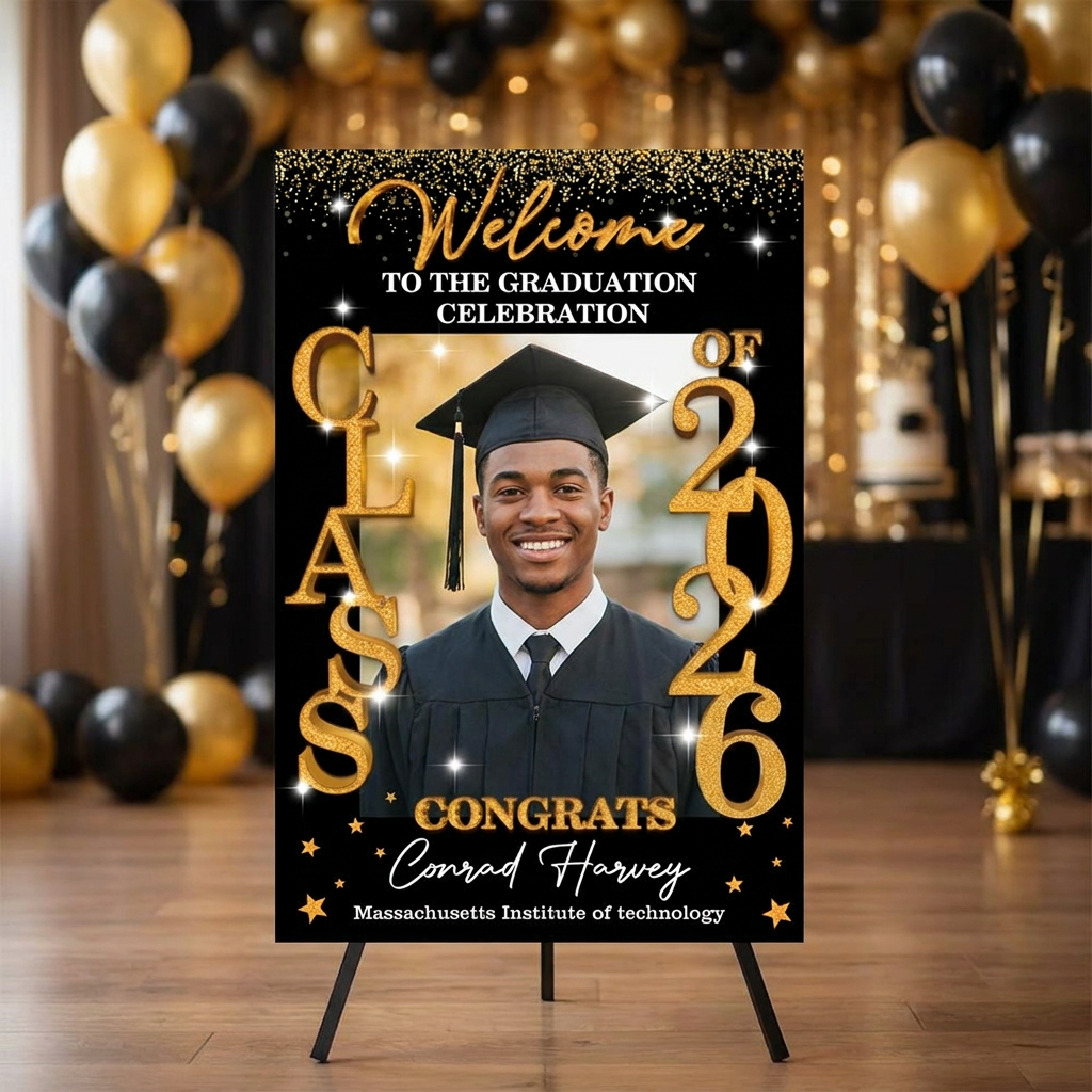 Class Of 2026 - Graduation Party Welcome Sign - Custom Photo Grad Party Sign - Personalized Graduation Decoration