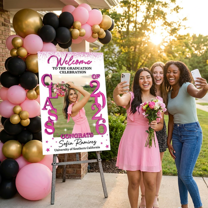Class Of 2026 - Graduation Party Welcome Sign - Custom Photo Grad Party Sign - Personalized Graduation Decoration