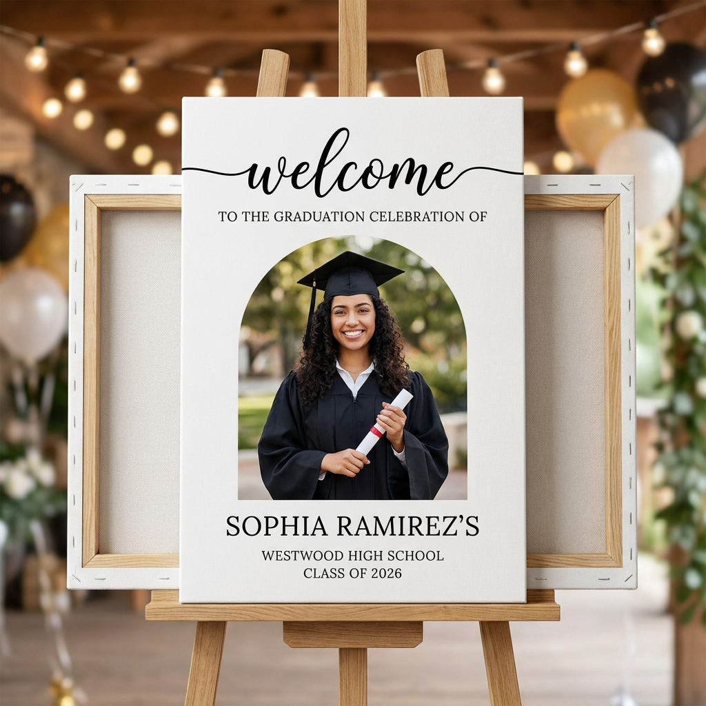 Color Welcome Sign - Custom Class Of 2026 Graduation Party Welcome Sign - Wildflower Graduation Party Welcome Sign