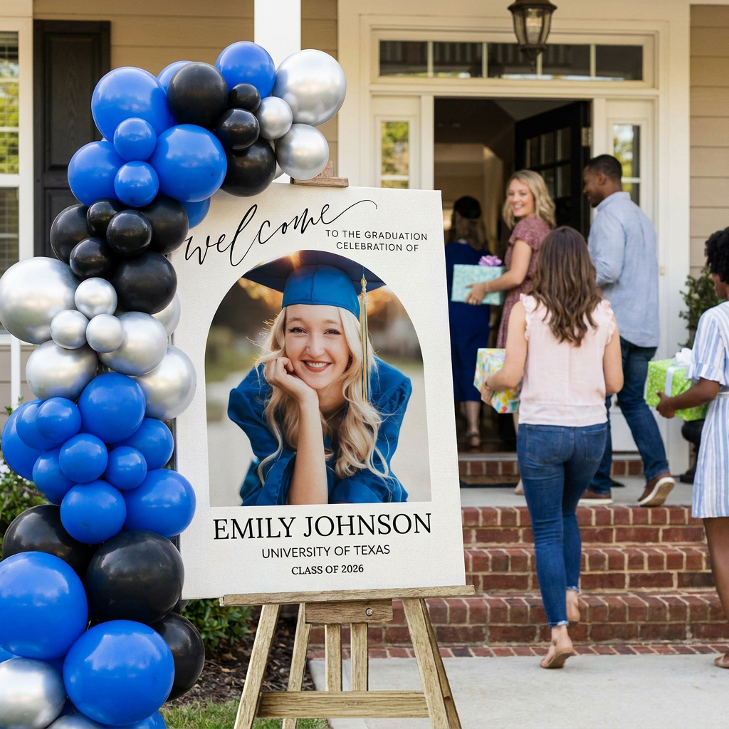Color Welcome Sign - Custom Class Of 2026 Graduation Party Welcome Sign - Wildflower Graduation Party Welcome Sign