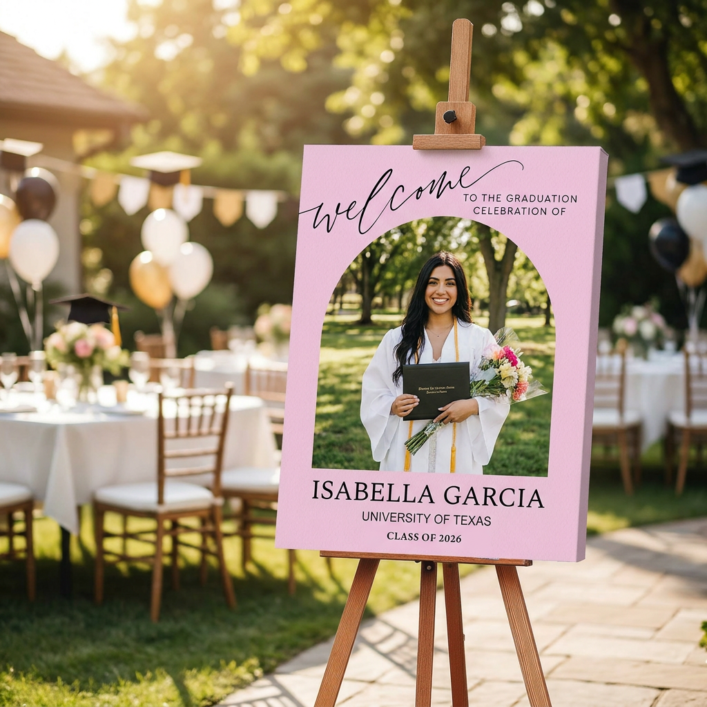 Color Welcome Sign - Custom Class Of 2026 Graduation Party Welcome Sign - Wildflower Graduation Party Welcome Sign