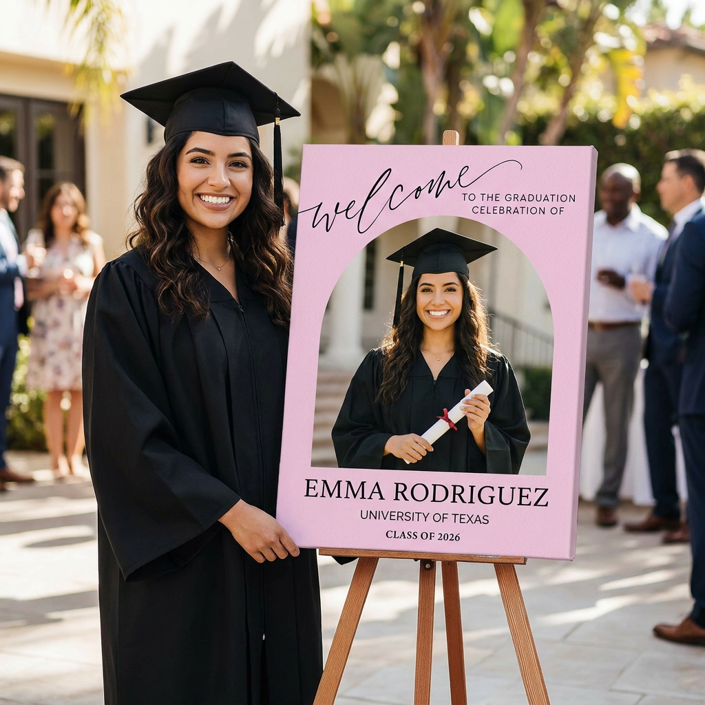 Color Welcome Sign - Custom Class Of 2026 Graduation Party Welcome Sign - Wildflower Graduation Party Welcome Sign