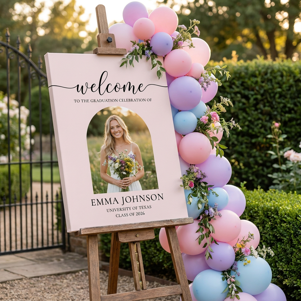 Color Welcome Sign - Custom Class Of 2026 Graduation Party Welcome Sign - Wildflower Graduation Party Welcome Sign
