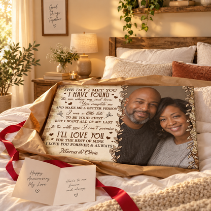 The Day I Met You – Anniversary Gift for Her – Personalized Canvas — frameless gallery-wrapped canvas print, just unboxed as a gift