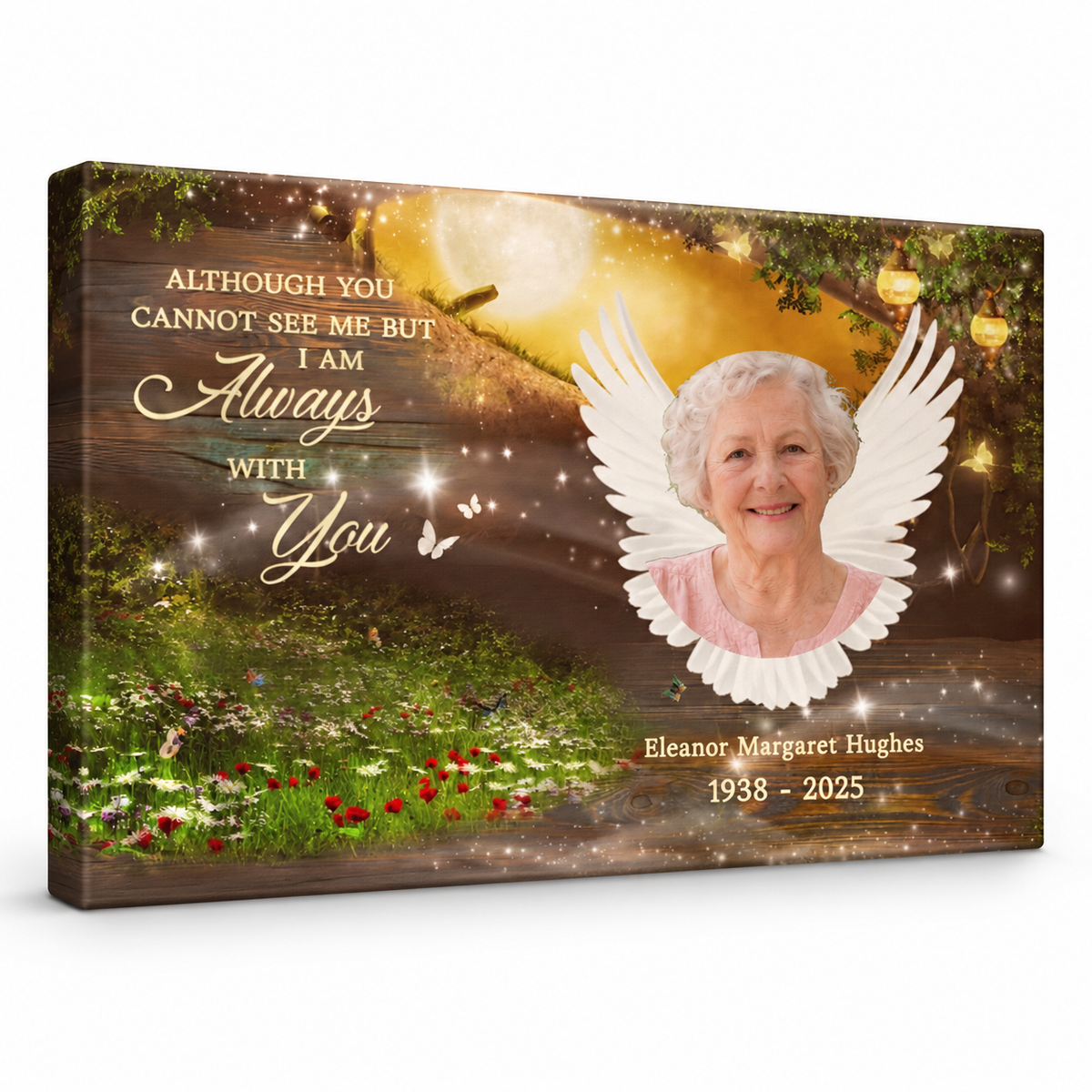 Although You Cannot See Me But I'm Always With You – Sympathy Gift – Personalized Canvas — frameless gallery-wrapped canvas print, studio packshot