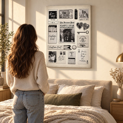 The Best Times Couple Valentine's Canvas - Personalized Poster And Canvas Print — Canvas above a sofa with a person for scale
