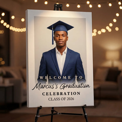 Custom Class Of 2026 White Background - Graduation Party Welcome Sign - Custom Photo Grad Party Sign - Personalized Graduation Decoration - Graduation Poster