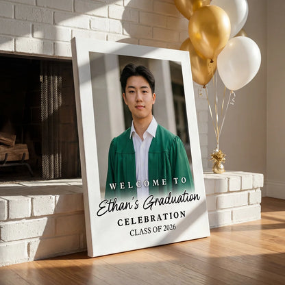 Custom Class Of 2026 White Background - Graduation Party Welcome Sign - Custom Photo Grad Party Sign - Personalized Graduation Decoration - Graduation Poster