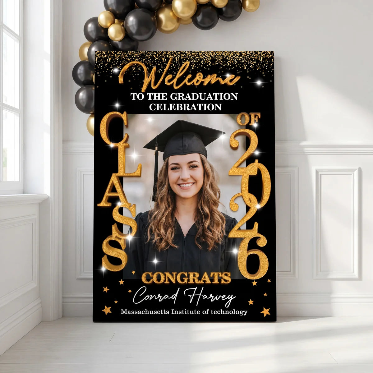 Class Of 2026 - Graduation Party Welcome Sign - Custom Photo Grad Party Sign - Personalized Graduation Decoration