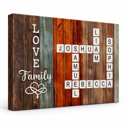 Love Family personalized crossword names canvas – white packshot