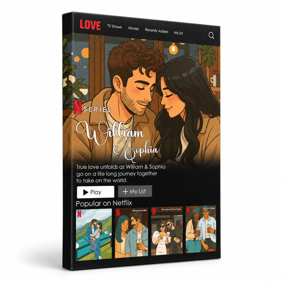 Couple Frame - Personalized Poster And Canvas Print — Frameless gallery-wrapped canvas studio packshot