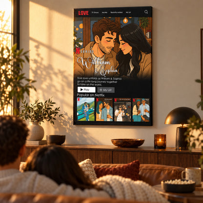 Couple Frame - Personalized Poster And Canvas Print — Frameless canvas above a sunlit sideboard