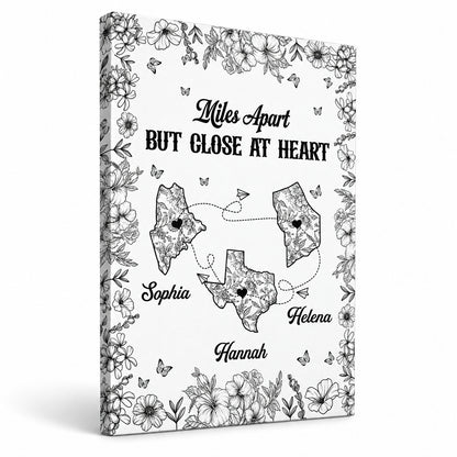 Miles Apart But Close At Heart Toile Pattern - Personalized Poster And Canvas Print — Frameless gallery-wrapped canvas studio packshot