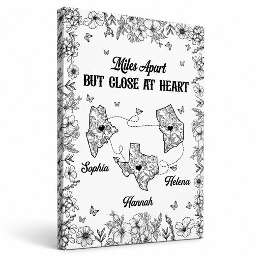 Miles Apart But Close At Heart Toile Pattern - Personalized Poster And Canvas Print — Frameless gallery-wrapped canvas studio packshot