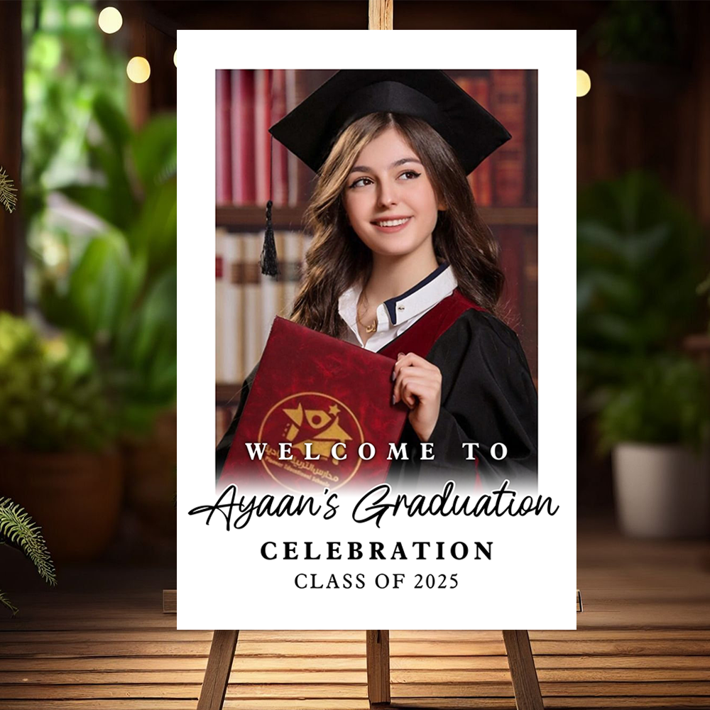 Custom Class Of 2026 White Background - Graduation Party Welcome Sign - Custom Photo Grad Party Sign - Personalized Graduation Decoration - Graduation Poster