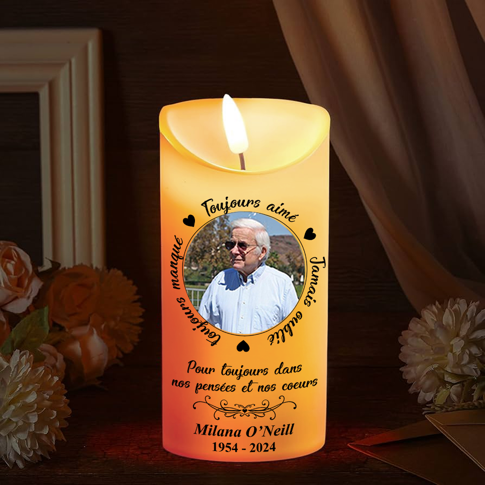 Toujours Manqué - Toujours Aimé - Jamais Oublié - Bougie LED Sans Flamme Personnalisée