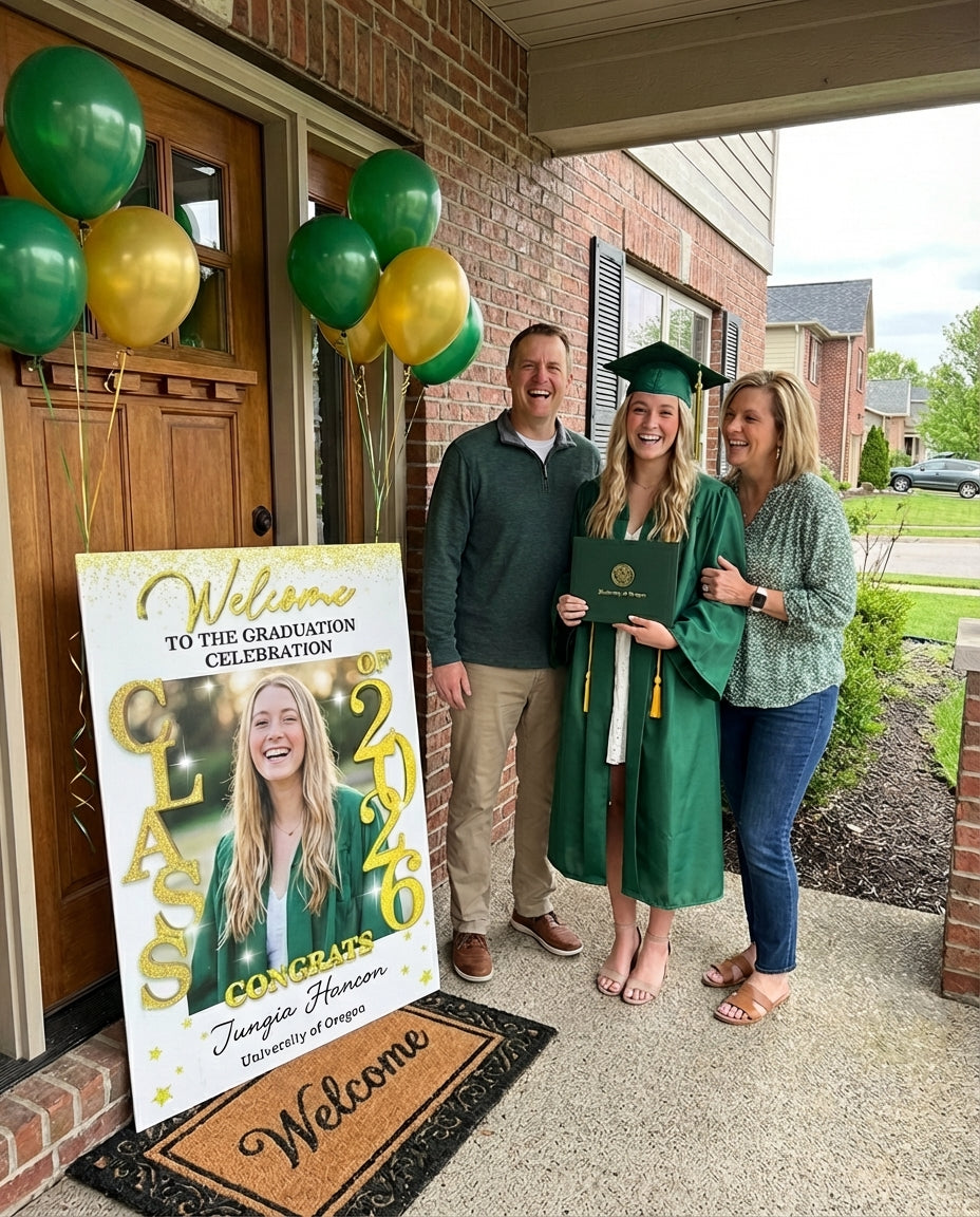 Graduation Party Welcome Sign and Lawn Sign Set - Personalized Graduation Decoration