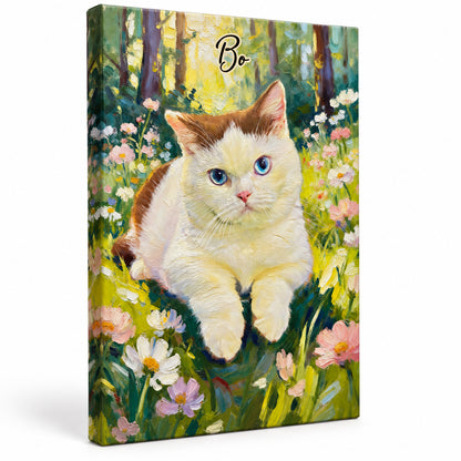 Pet Lover Portrait Art - Personalized Custom Canvas - Gift For Pet Lovers — Frameless gallery-wrapped canvas studio packshot