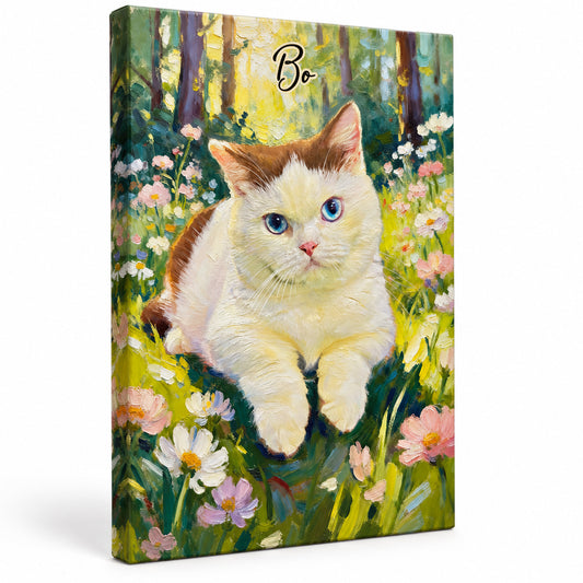 Pet Lover Portrait Art - Personalized Custom Canvas - Gift For Pet Lovers — Frameless gallery-wrapped canvas studio packshot