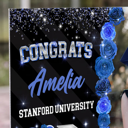 Rose Background Class Of 2026 Graduate, Graduation Gift - Personalized Graduation Lawn Sign With Stake