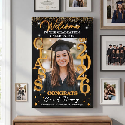 Class Of 2026 - Graduation Party Welcome Sign - Custom Photo Grad Party Sign - Personalized Graduation Decoration